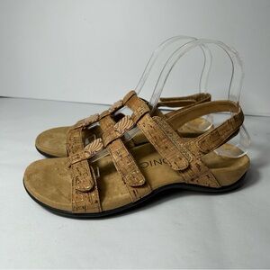 Vionic‎ Amber Sandals Womens Size 6 Tan Cork Adjustable Strappy Open Toe Support